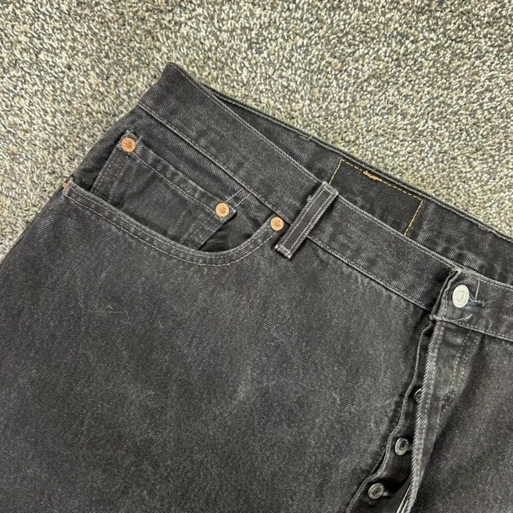 Vintage Levis 501XX Button Fly Black Denim Jeans Men 42x32 Straight Leg USA Made